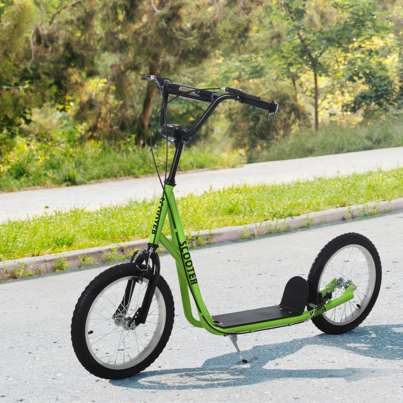 Green Kids Kick Scooter with Adjustable Height and Dual Brakes