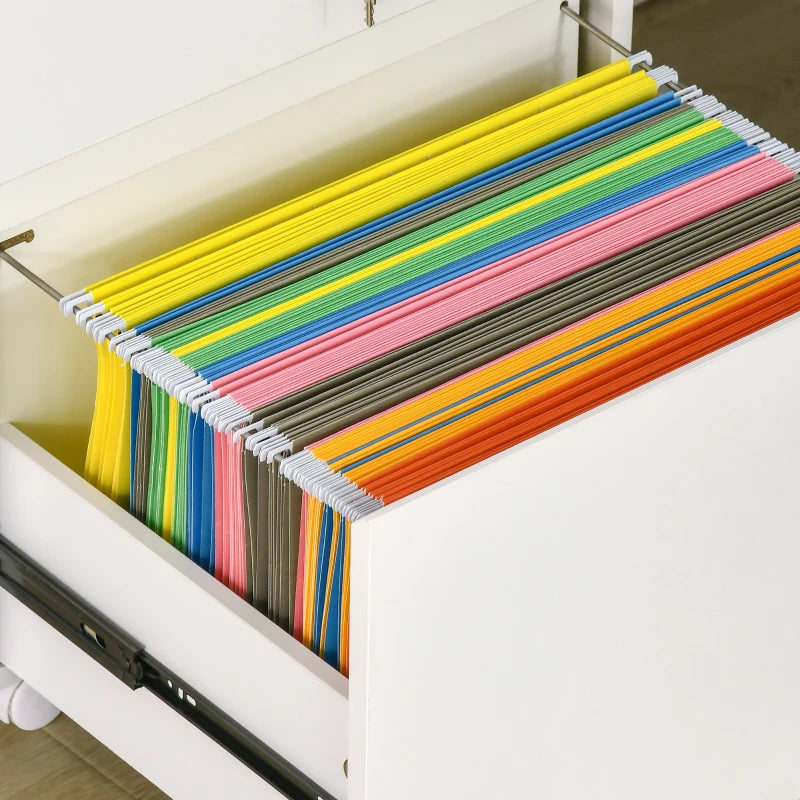 White 2-Drawer Locking Filing Cabinet for Legal Size Files