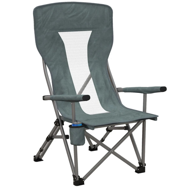Blue Folding Camp Chair with Cup Holder - Portable & Sturdy for Camping, Festivals, Garden, Fishing