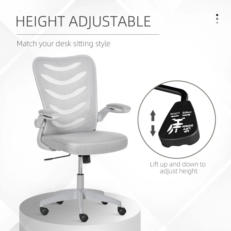 Grey Mesh Office Chair with Lumbar Support & Adjustable Height