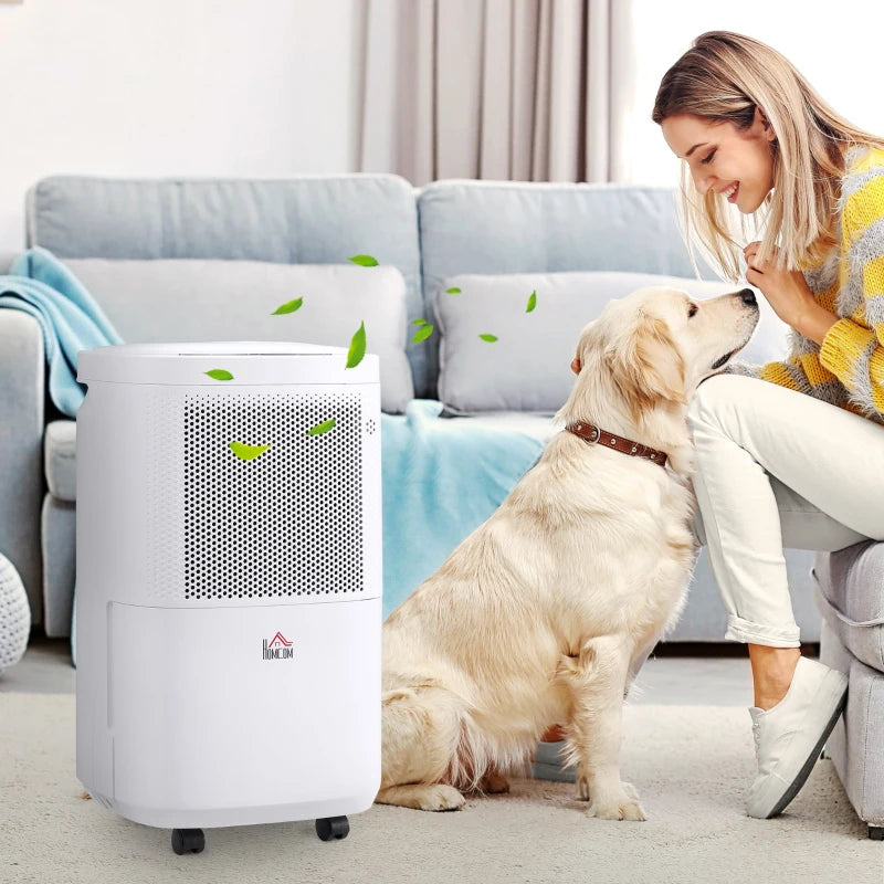 10L/Day Portable Dehumidifier - Quiet Electric Moisture Control (White)