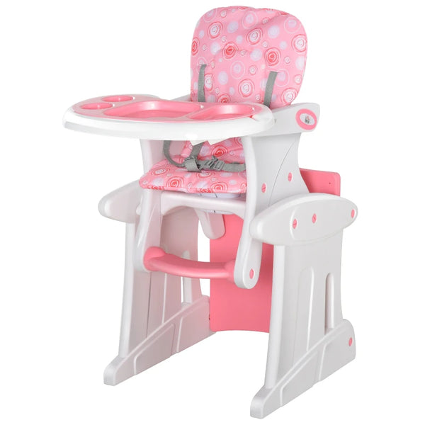 3-in-1 Pink Baby Booster High Chair