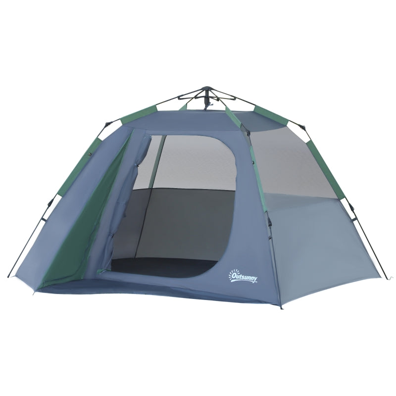 Green Fibreglass Frame Camping Tent for 3-4 People