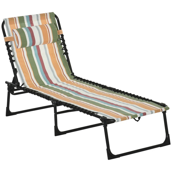 Multicolored Folding Beach Sun Lounger with 4 Adjustable Positions