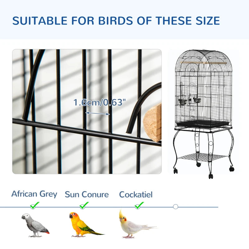 Pet Bird Cage with Wheels and Perch - 1.53m Height