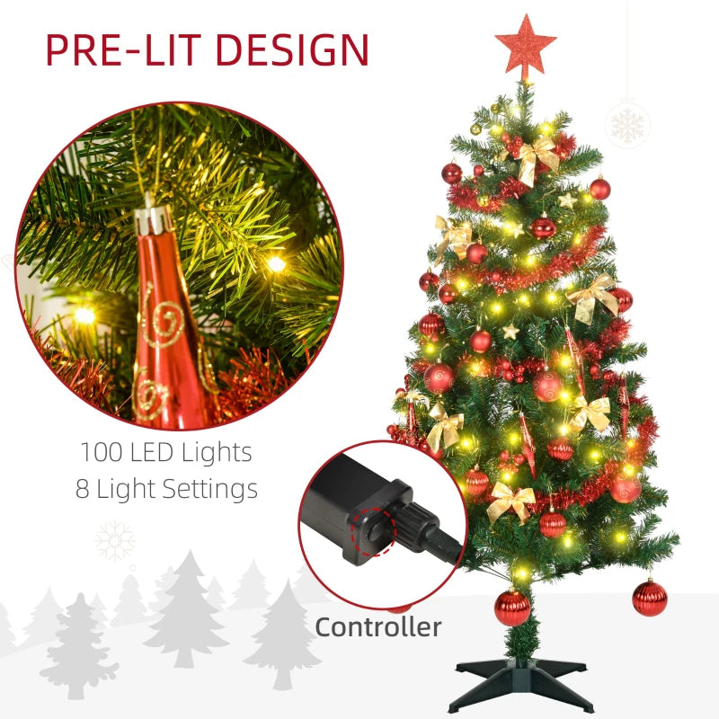 5ft Pre-lit Green Christmas Tree with Warm White LED Lights