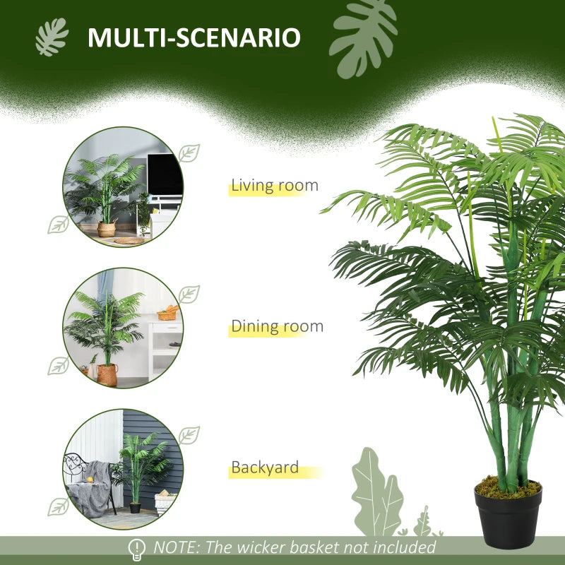 4ft Green Artificial Palm Plant with Nursery Pot for Indoor and Outdoor Decor