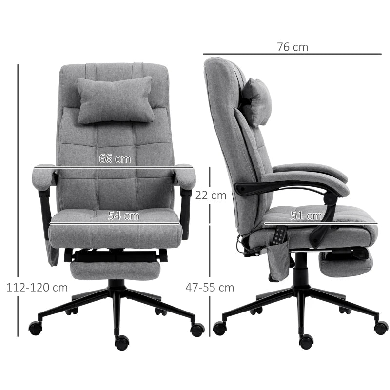 Grey Fabric Vibration Massage Office Chair with Heat & Footrest