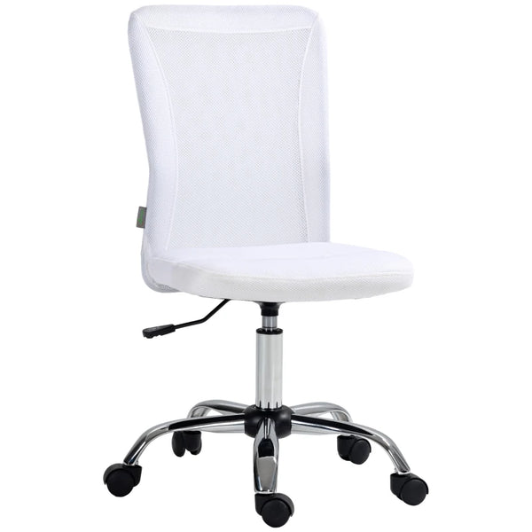 White Mesh Office Chair with Adjustable Height and Swivel Wheels