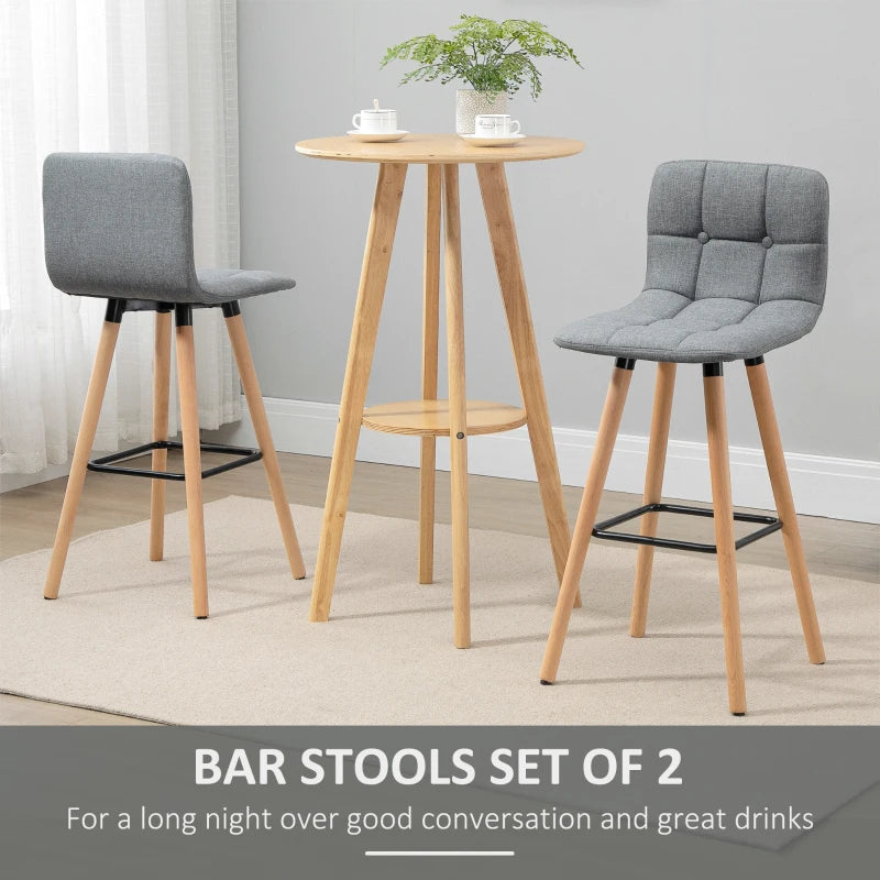 Grey Button-Tufted Counter Height Bar Stool Set of 2