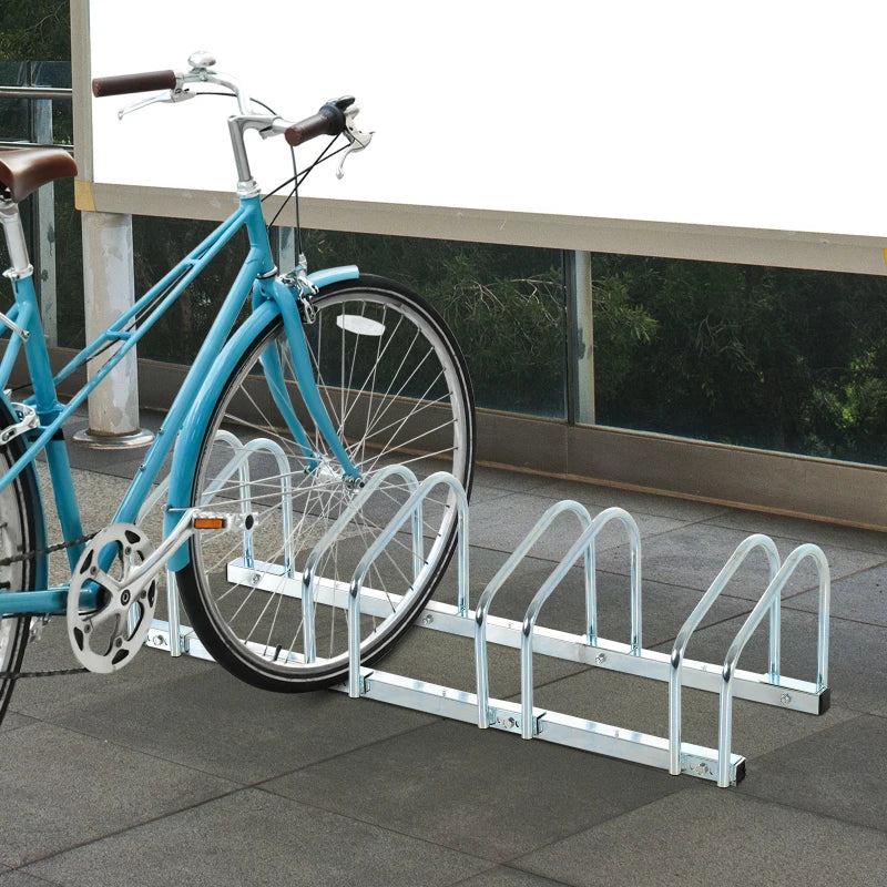 Silver Bike Storage Rack (4 Racks) - Floor/Wall Mount Bicycle Stand