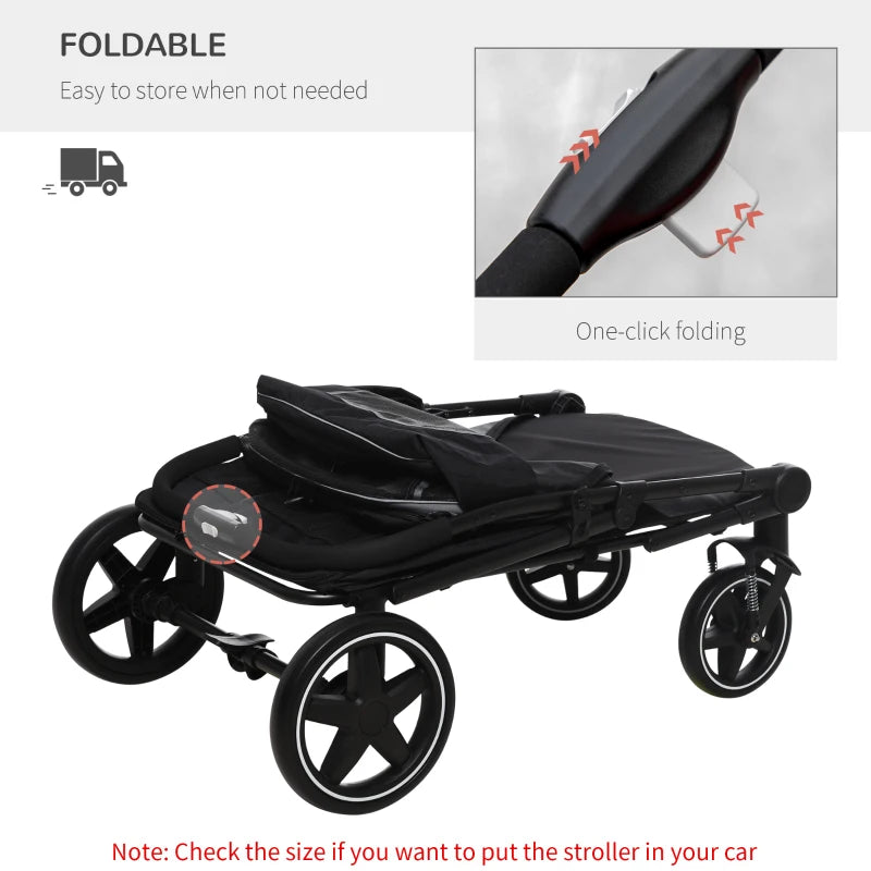 Black Foldable Pet Stroller for Medium and Large Dogs