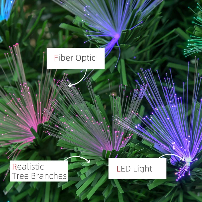 6FT Multicoloured Fibre Optic Christmas Tree with Pre-Lit Modes