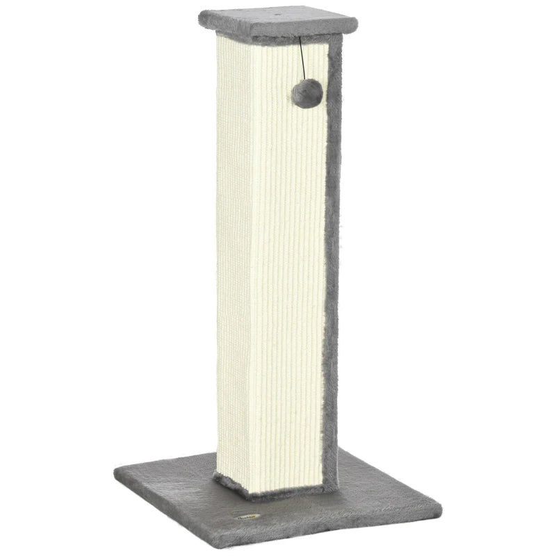 Grey 81cm Vertical Cat Scratcher with Sisal Rope and Plush Ball