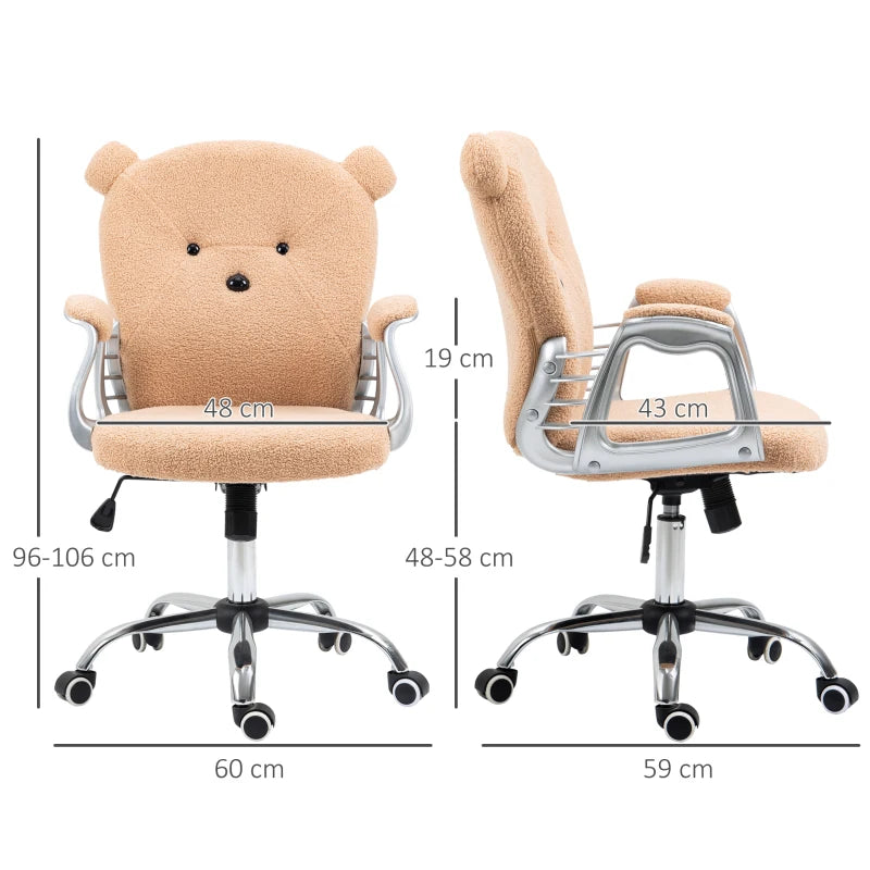 Brown Bear Shape Office Chair with Teddy Fleece Fabric