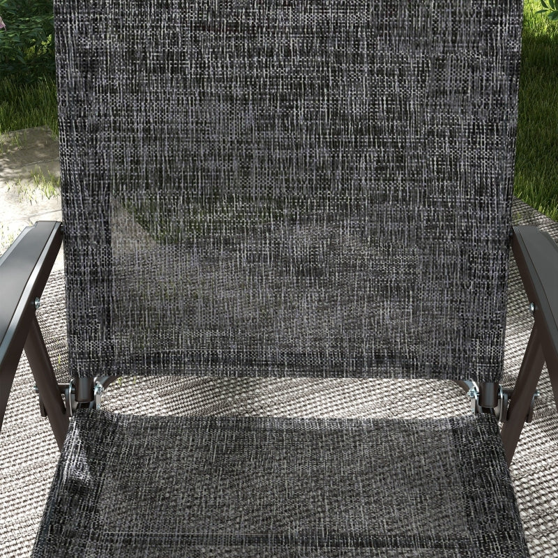 Grey Folding Garden Chairs with Mesh Seats - Set of 2