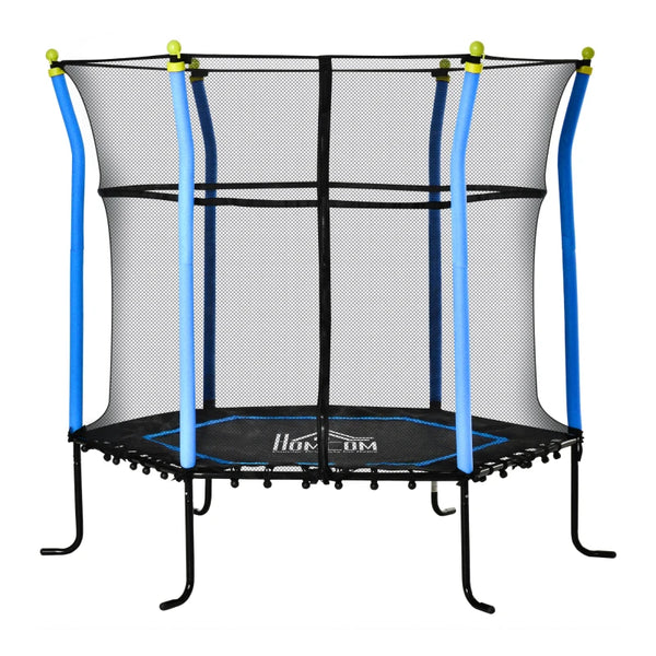 Blue Kids Trampoline with Enclosure Net - Indoor/Outdoor - Ages 3-10
