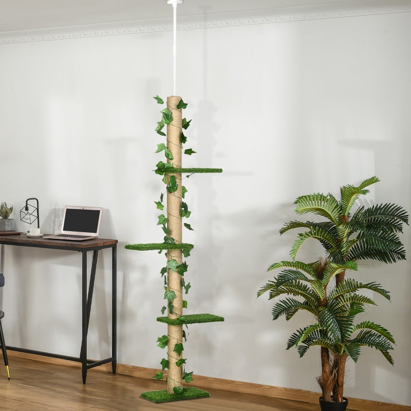 Green Adjustable Cat Tree with Perches and Anti-Slip Kit