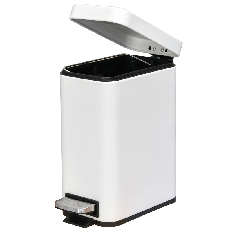 5L White Steel Compact Bin with Quiet-Close Lid