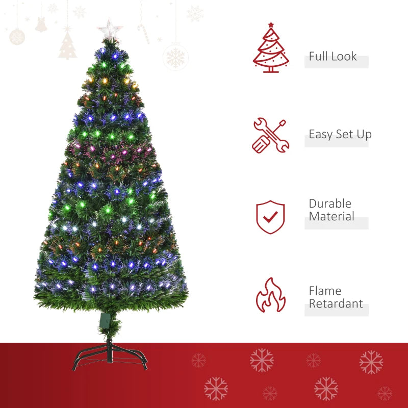 5FT Pre-Lit Christmas Tree with Star Topper - Green Metal Base