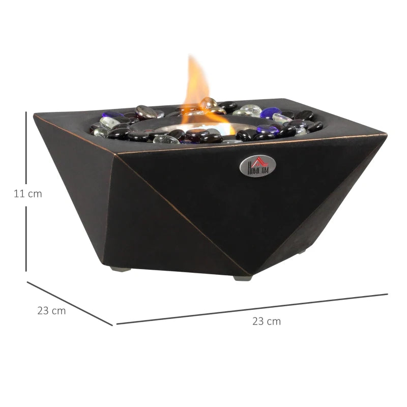 Black Concrete Tabletop Bioethanol Fireplace - 0.4L Tank