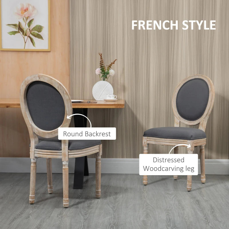 Grey French-Style Wooden Dining Chairs Set of 2