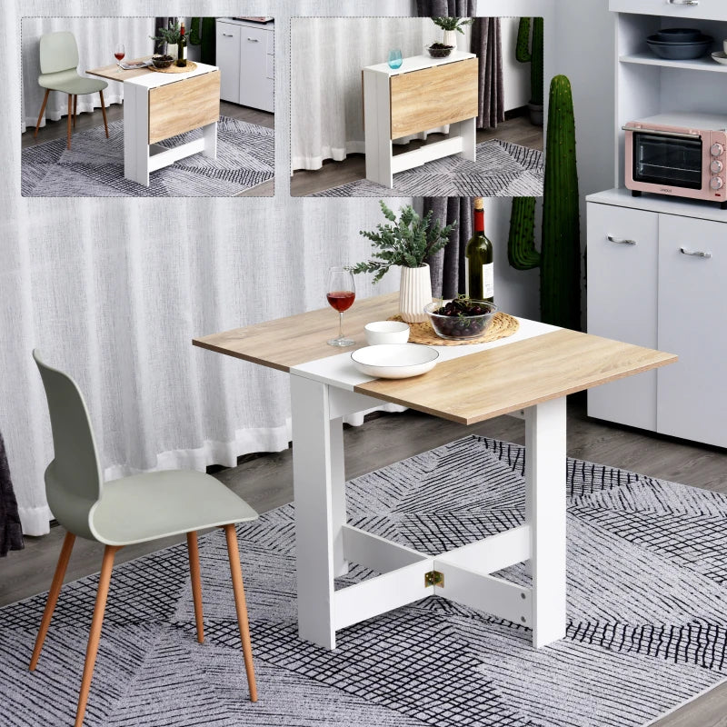 Oak and White Folding Desk - Space Saving Home Office Furniture