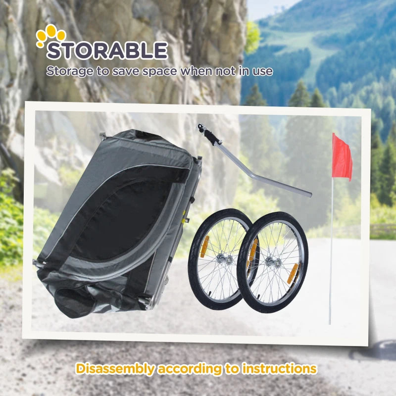 Steel Dog Bike Trailer Pet Carrier - Grey/Black