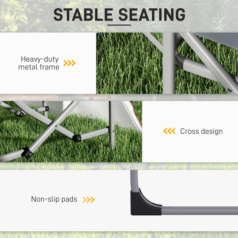 Grey Folding Camping Chair with Side Table