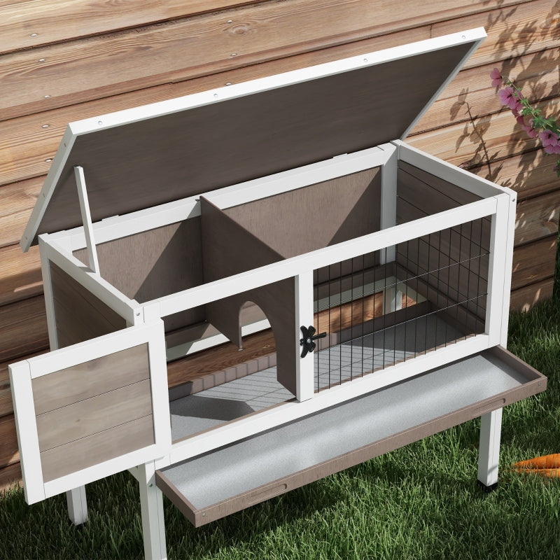 Wooden Rabbit Hutch with Asphalt Roof - Brown, 84 x 43 x 70cm