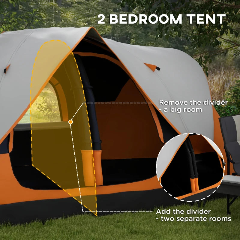 Orange 6-Person Tent with 2 Rooms, Rainfly & Accessories