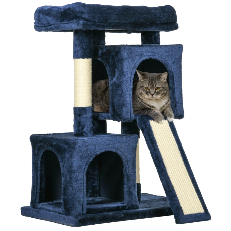 Navy Blue Cat Activity Tree with 2 Houses