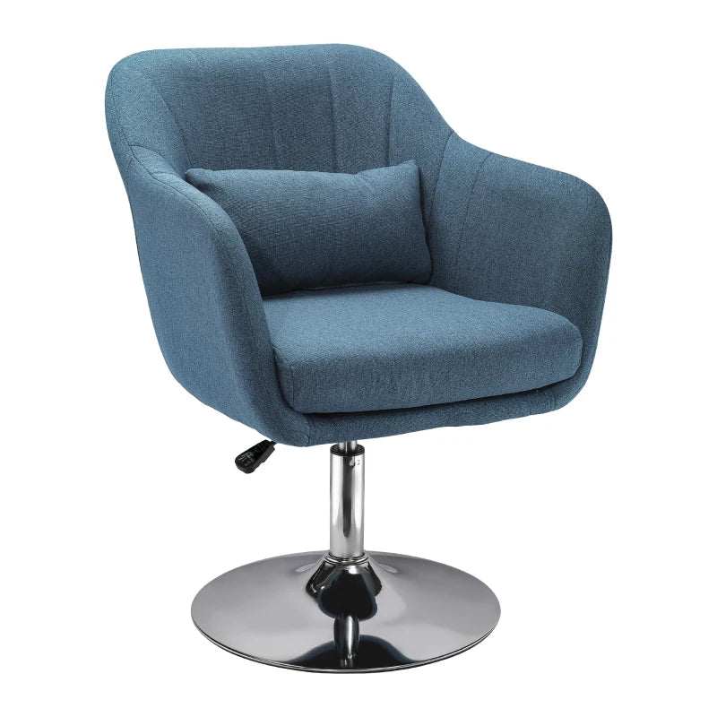 Blue Swivel Accent Chair with Adjustable Height and Lumbar Support