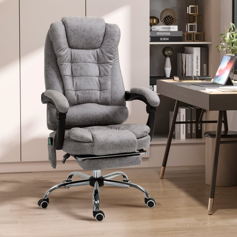 Grey Heated Massage Office Chair with Footrest