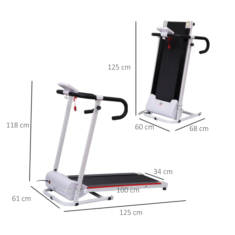 Electric Motorised Folding Treadmill - Black | 1.25HP, 1-10 km/h