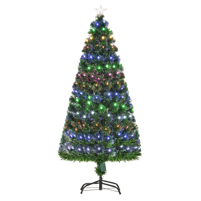 5FT Pre-Lit Christmas Tree with Star Topper - Green Metal Base