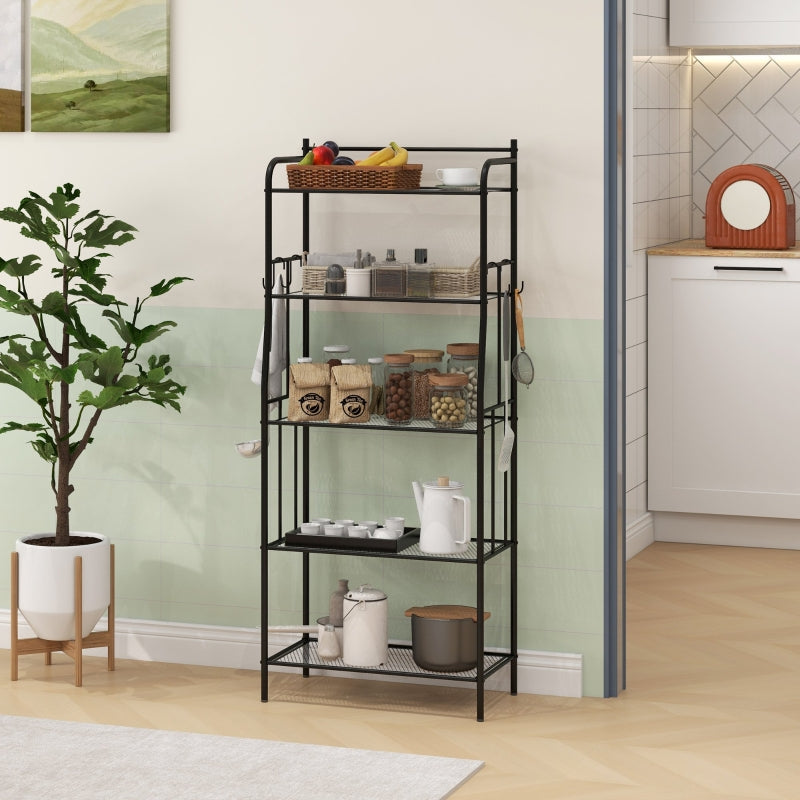 Black 5-Tier Steel Kitchen Shelving Unit