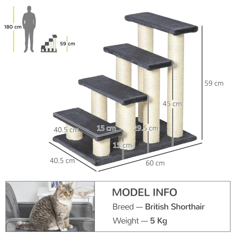 Grey Pet Ladder - Particle Board for Cats and Dogs