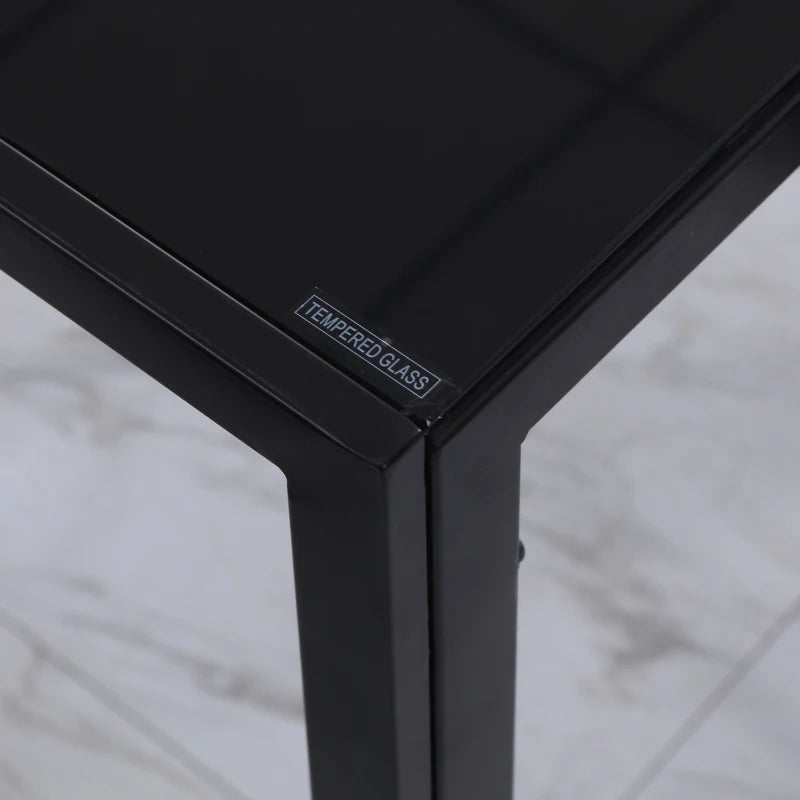 Black Glass Dining Table for 4 - Modern Rectangular Design