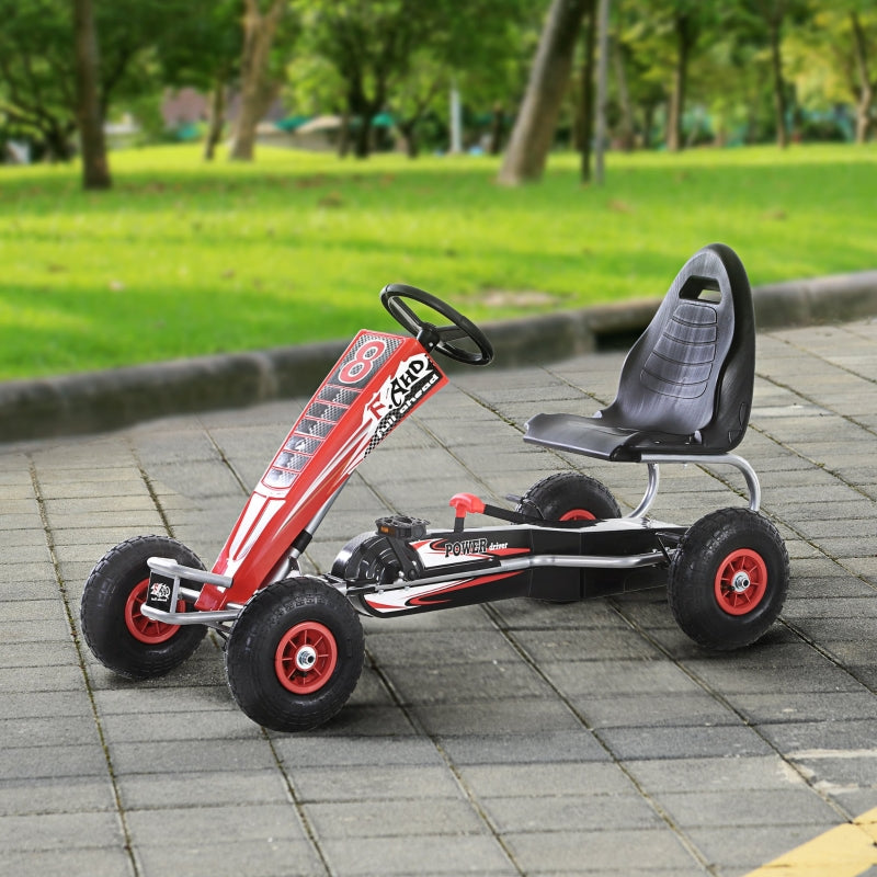 Red Pedal Go Kart with Adjustable Seat and Handbrake