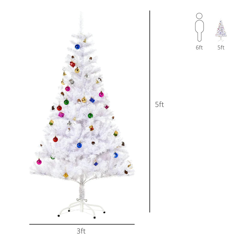 5FT White Artificial Christmas Tree with Metal Stand - Seasonal Home Decor