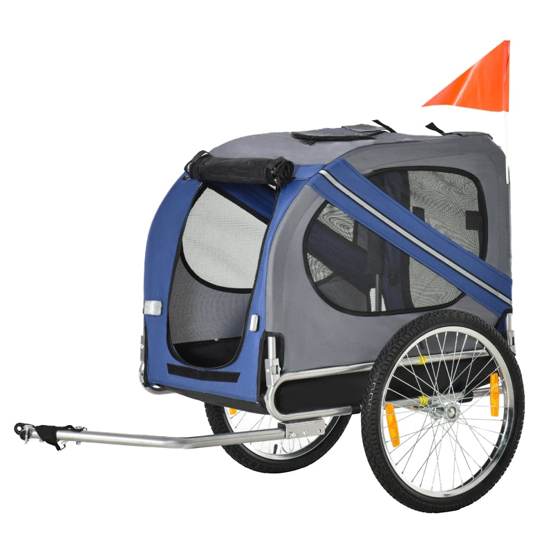 Blue & Grey Folding Dog Bike Trailer for Bicycle Travel