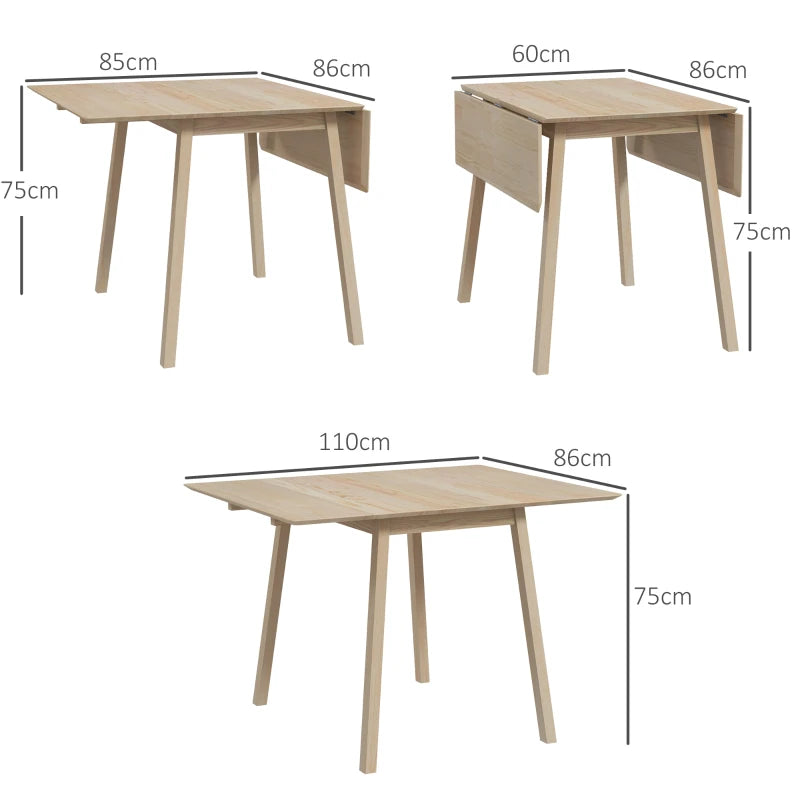 Natural Finish Wooden Drop Leaf Table - 4 Seater