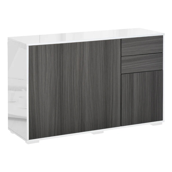 Modern 2-Drawer Light Grey and White Side Cabinet