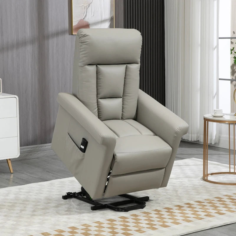Grey Power Lift Recliner Chair for Elderly with Remote Control