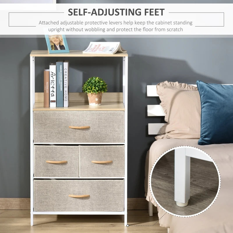 Light Grey 4-Drawer Storage Cabinet with Shelves - Home Furniture