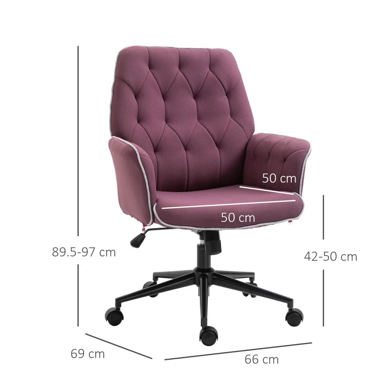 Purple Spandex Office Chair with Adjustable Height and Armrest