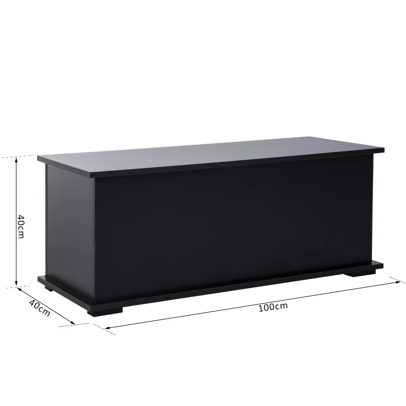 Black Wooden Storage Box Chest with Lid - 100 x 40 x 40 cm