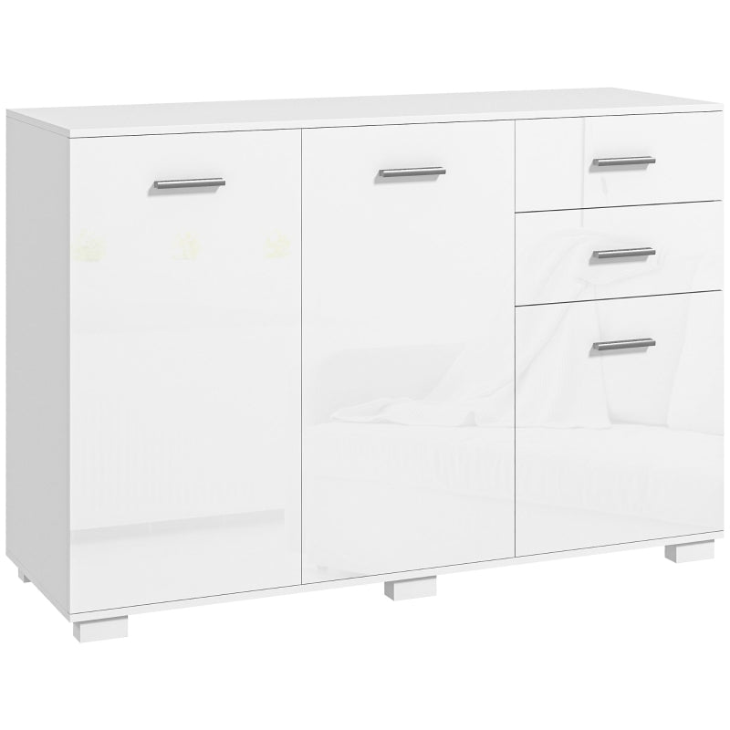 White Modern Sideboard with Drawers and Doors