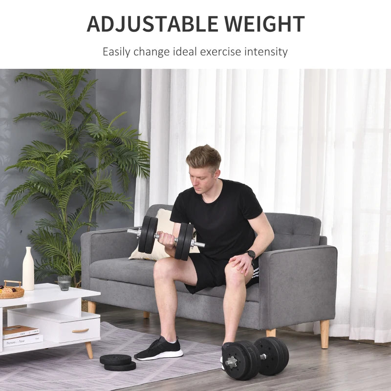 Adjustable 30KG Black Dumbbells Set for Home Gym Fitness